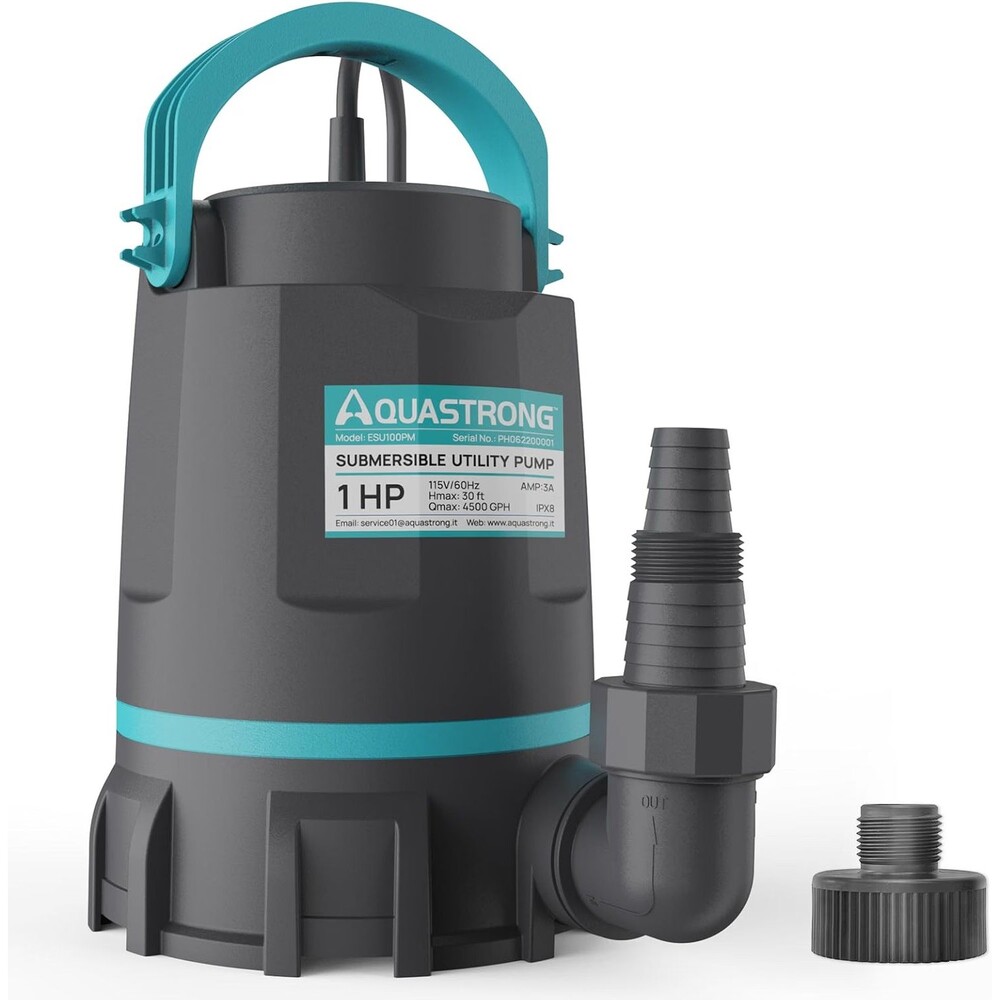 AQUASTRONG 1 HP Sump Pump 4500 GPH Submersible Water Pump for Water Removal